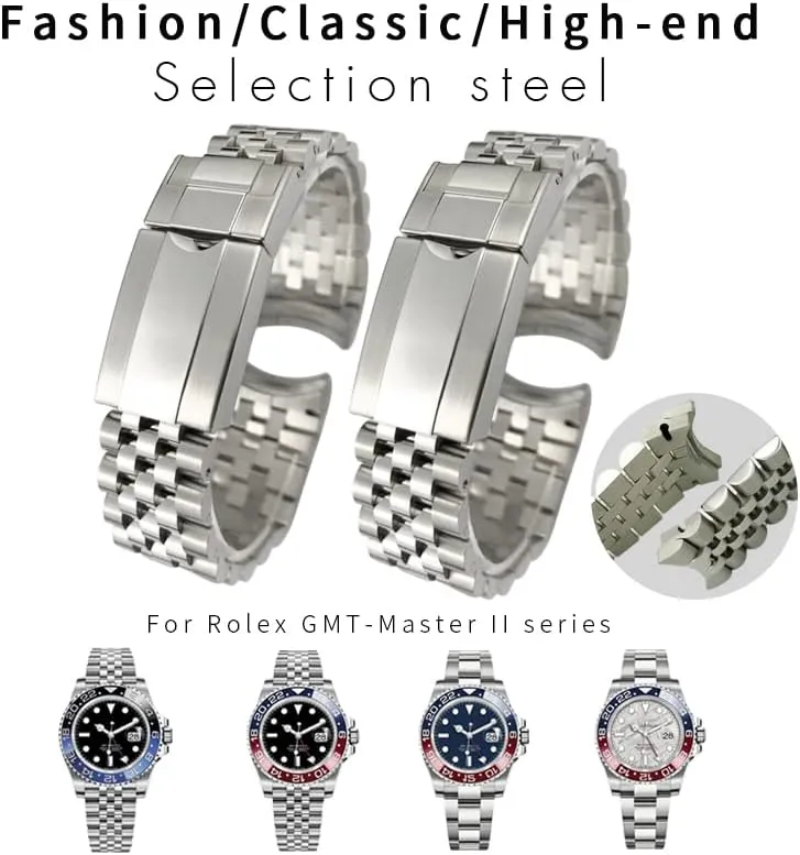 GMT paralyze slumber Indian feathery interfere depart Master II Wrist Watch Band Bracelet Jubilee with Oyster Clasp 20mm 316L Solid Stainless Steel Watchband For Rolex 