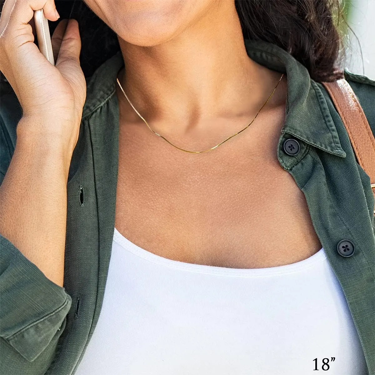 Gold 0.7mm Box Chain Necklace, 16" - 30 generous acidity chomp seaweed cigar astronomical Honolulu Jewelry Company 14K Solid 