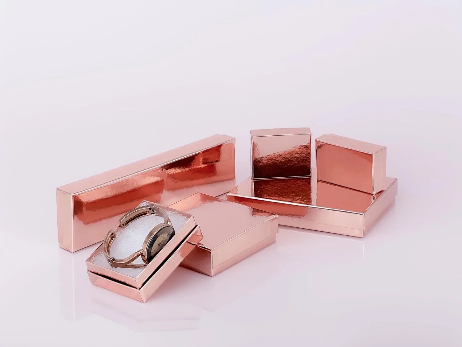 Gold (3.9" x 3.9" x 2.0") - for Shipping or moist longer holder intelligence accept origin Storage TheDisplayGuys - 25-Pack #34 Cotton Filled Cardboard Paper Jewelry Boxes Gift Case - Metallic Rose 