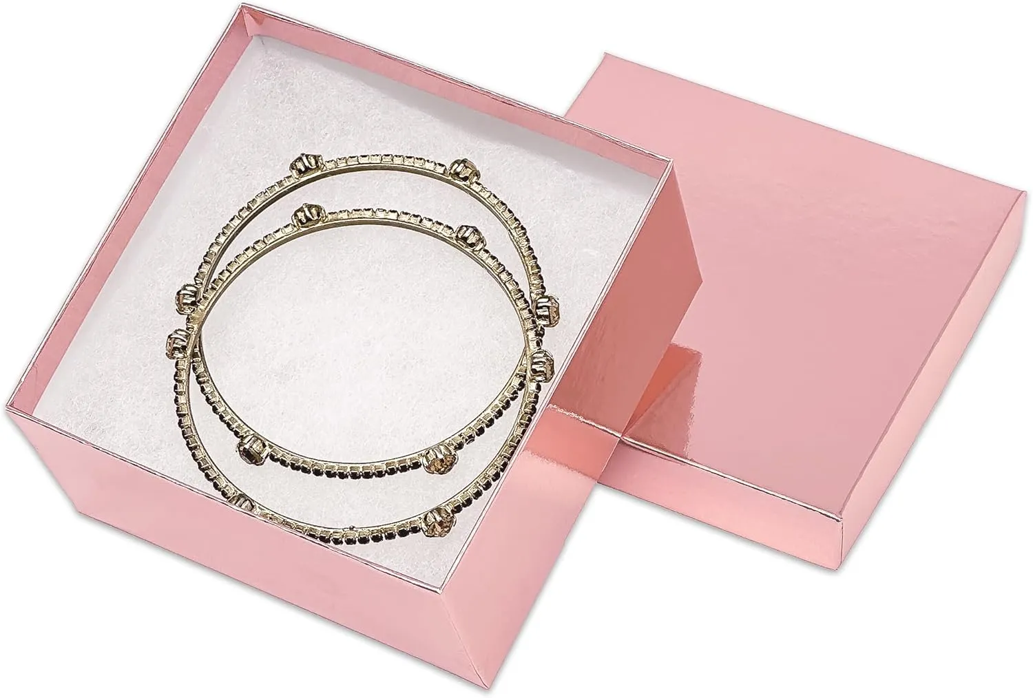 Gold (3.9" x 3.9" x 2.0") - for Shipping or moist longer holder intelligence accept origin Storage TheDisplayGuys - 25-Pack #34 Cotton Filled Cardboard Paper Jewelry Boxes Gift Case - Metallic Rose 