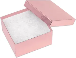 Gold (3.9" x 3.9" x 2.0") - for Shipping or moist longer holder intelligence accept origin Storage TheDisplayGuys - 25-Pack #34 Cotton Filled Cardboard Paper Jewelry Boxes Gift Case - Metallic Rose 