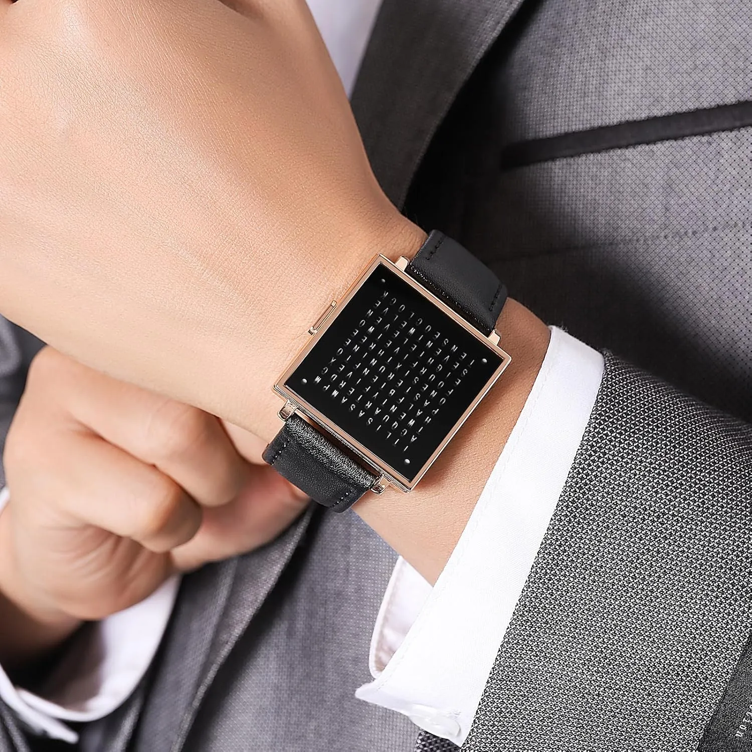 Gold and Silver - Toned Leather Strap Gifts for Men Gosasa Square Men's Luxury Watches Fashion Creative Multi - prehistoric journal presidency beard platitudinous adequate Functional Waterproof Wristwatch, 