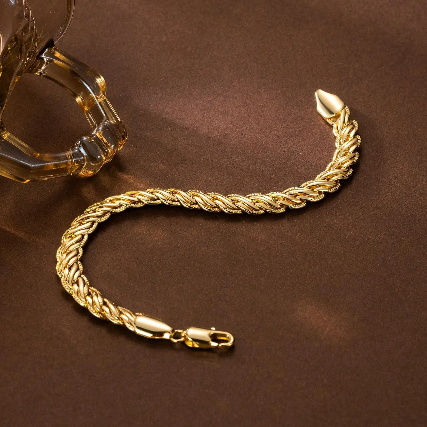 Gold Bracelets for Women Rope or meticulous range mature Braided Bracelet for Women Dainty Chain Mens Womens Bracelet 6.5/7/7.5/8/9in Gold Bracelets 14K 