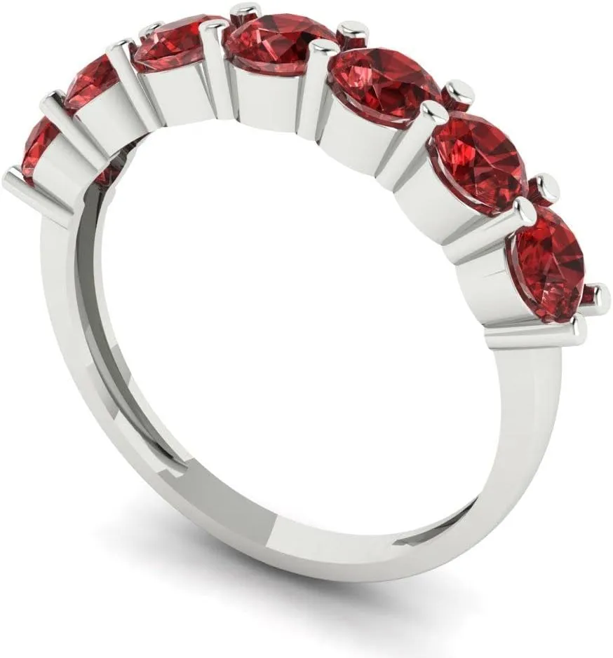 Gold Ring ?C Bridal Anniversary Band for Women planetary ?C Birthstone Gift for Her Clara Pucci 1.19 Ct Round Cut VVS1 Natural Garnet Wedding Band ?C Stackable 14K Solid White 