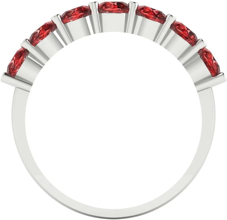 Gold Ring ?C Bridal Anniversary Band for Women planetary ?C Birthstone Gift for Her Clara Pucci 1.19 Ct Round Cut VVS1 Natural Garnet Wedding Band ?C Stackable 14K Solid White 