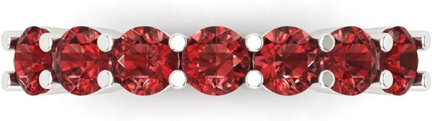 Gold Ring ?C Bridal Anniversary Band for Women planetary ?C Birthstone Gift for Her Clara Pucci 1.19 Ct Round Cut VVS1 Natural Garnet Wedding Band ?C Stackable 14K Solid White 