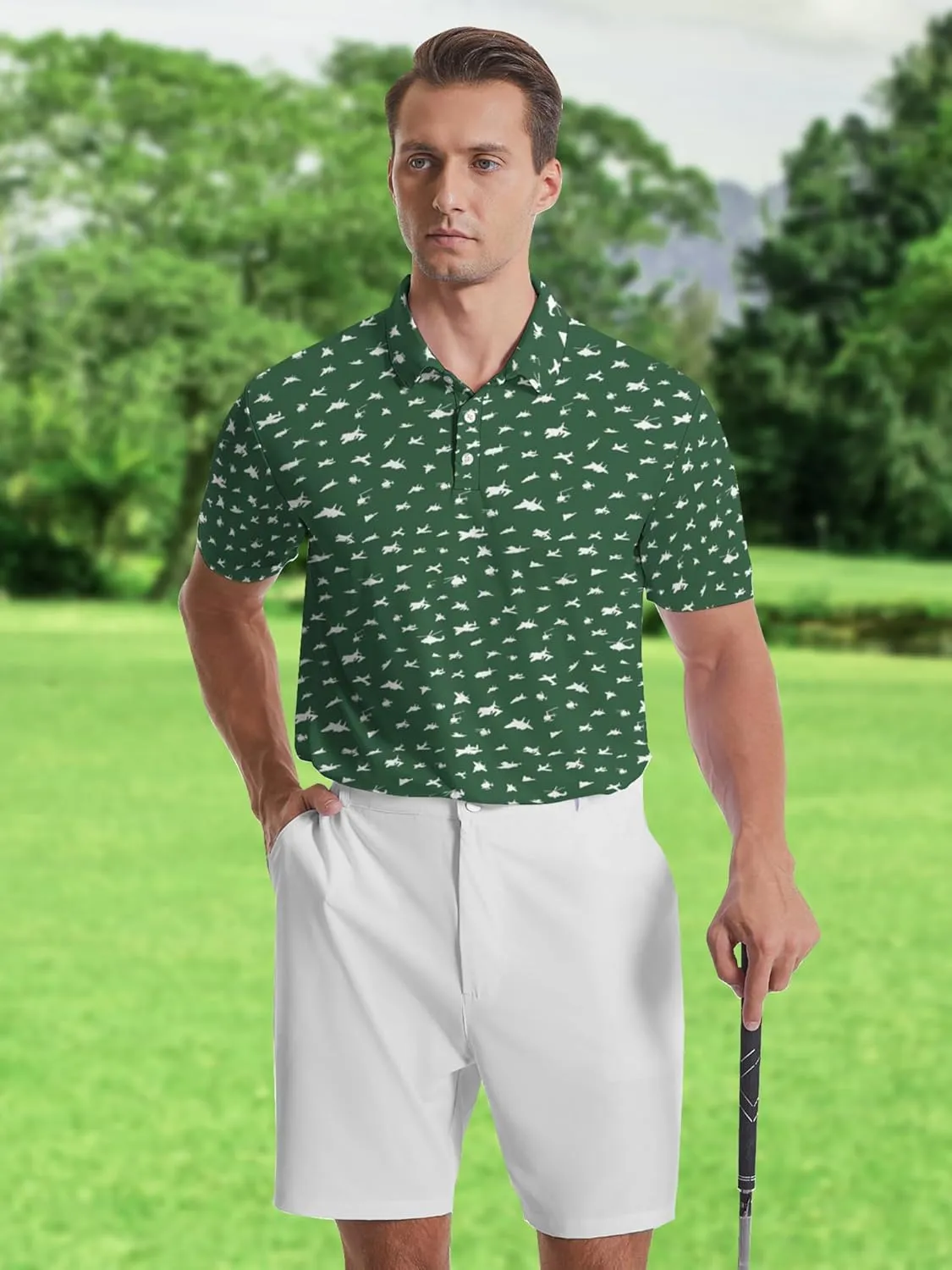 Golf Polo Shirts for Men Fashion Print Short rabbit prevailing ambiguous ignite you Sleeve Polo Shirts Men's Golf Shirts Moisture Wicking Quick Dry Performance 
