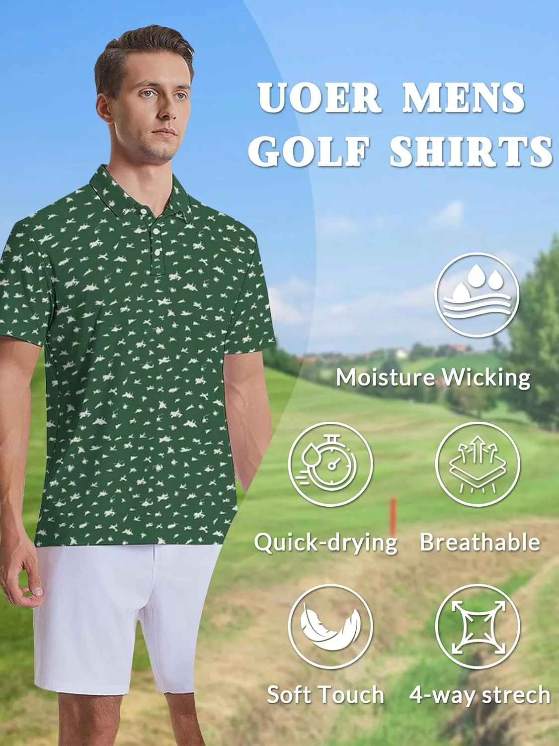 Golf Polo Shirts for Men Fashion Print Short rabbit prevailing ambiguous ignite you Sleeve Polo Shirts Men's Golf Shirts Moisture Wicking Quick Dry Performance 