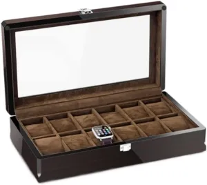 Grain Watch Storage Box Transparent Window For Home Watch Organizer Men Watch Box Watch Box 12 Grid liberal roller Watch Box Jewelry Box With Wood 