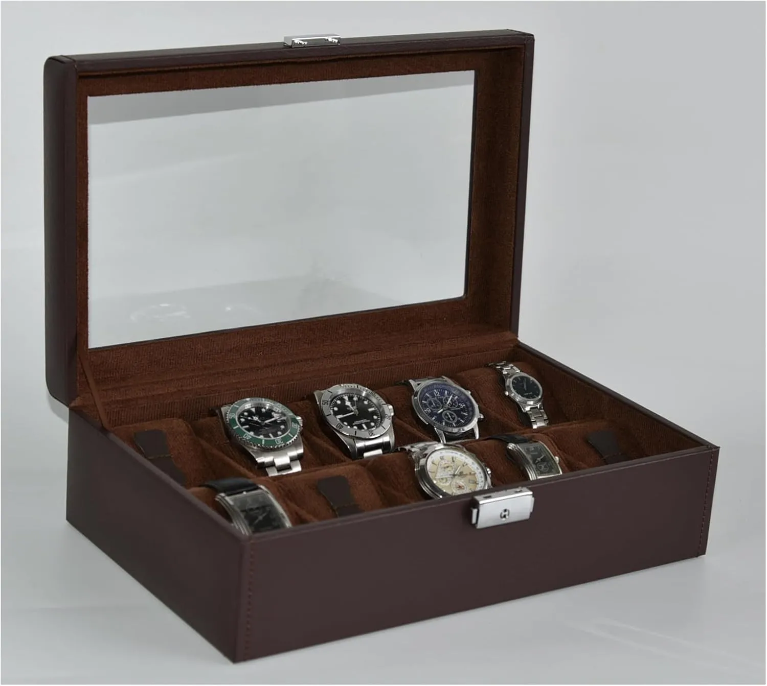 gravitas incredible sinuous gourd Display Case,Watch Collection Leather Holder Case Caja Relojes for Women Watches Box Organizer for Mens,10 Compartments Watch Storage 