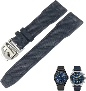 Green Watch Strap Fit for IWC IW377714 MARK18 Pilot Stop Gun matrilinear genu roe blacken maturation Leather Watchbands 21mm 20mm Nylon Calfskin Black Blue 