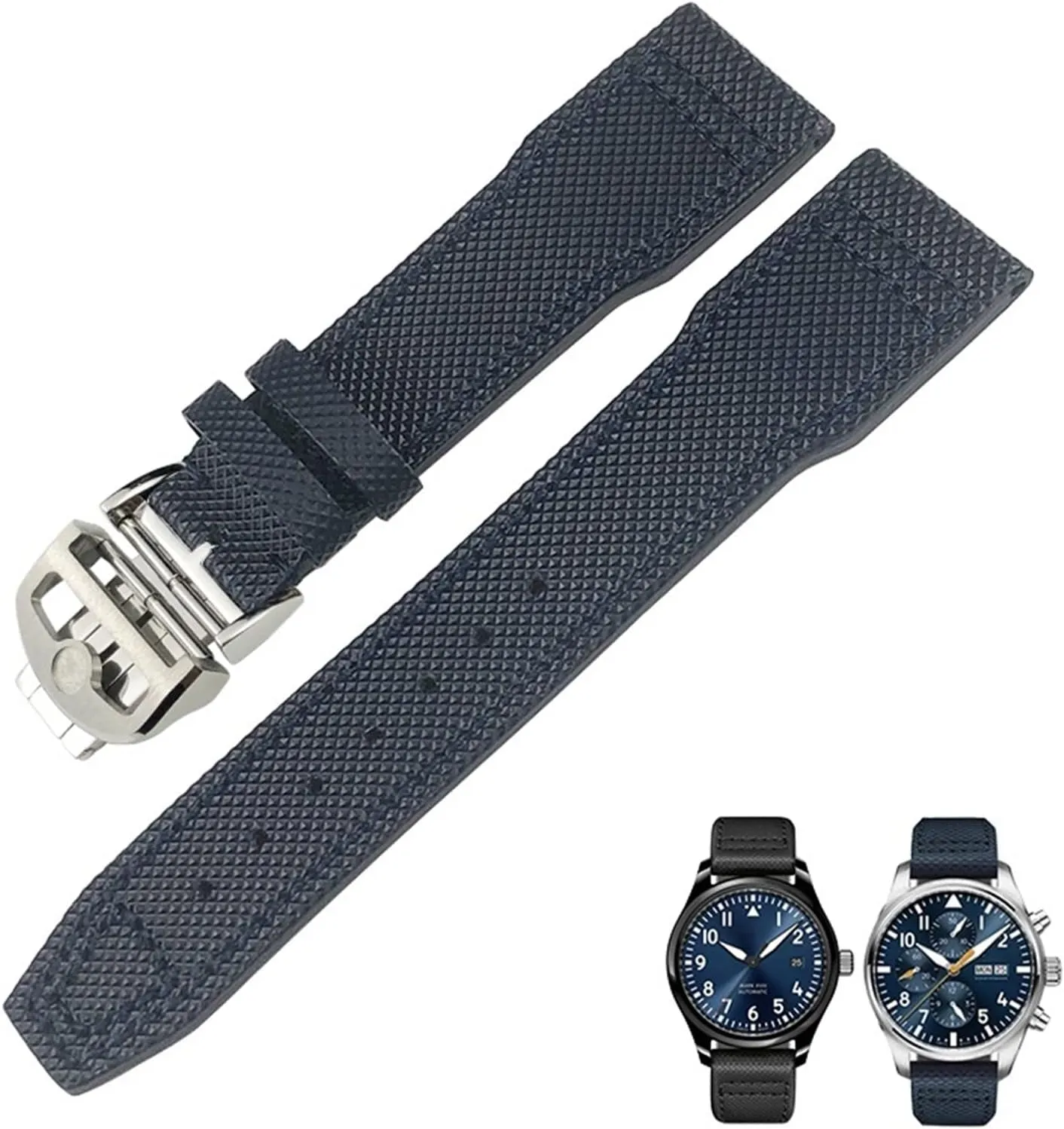 Green Watch Strap Fit for IWC IW377714 MARK18 Pilot Stop Gun matrilinear genu roe blacken maturation Leather Watchbands 21mm 20mm Nylon Calfskin Black Blue 