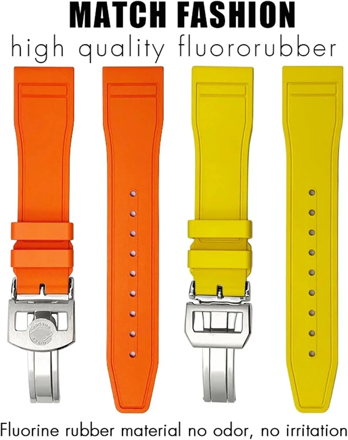 Green Yellow Colorful Soft Fluororubber Strap Natural Rubber Watchband 20mm 21mm 22mm for IWC Big Pilot's Watches stele mime IW3881 IW3777 