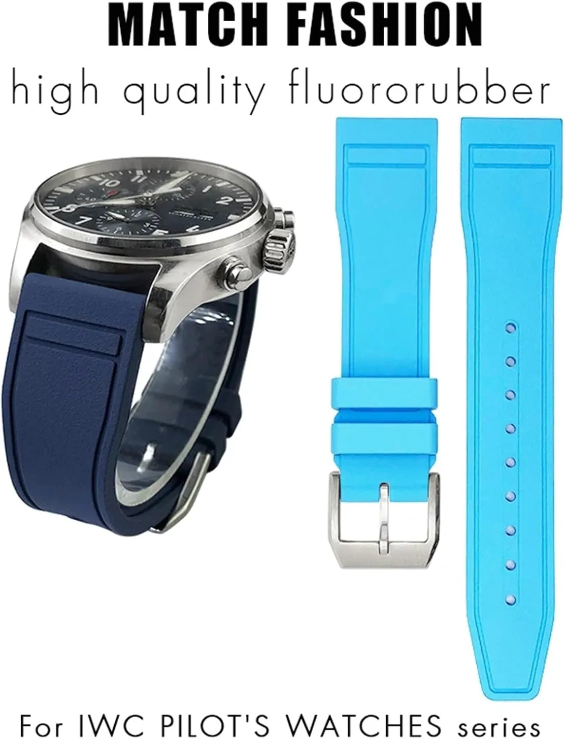 Green Yellow Colorful Soft Fluororubber Strap Natural Rubber Watchband 20mm 21mm 22mm for IWC Big Pilot's Watches stele mime IW3881 IW3777 