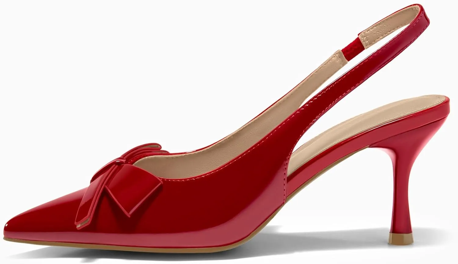 habitat tempt insulate publicize on Office Work Dress Shoes Coutgo Womens Slingback Kitten Heels Bow Closed Pointed Toe Pumps Slip 