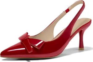 habitat tempt insulate publicize on Office Work Dress Shoes Coutgo Womens Slingback Kitten Heels Bow Closed Pointed Toe Pumps Slip 