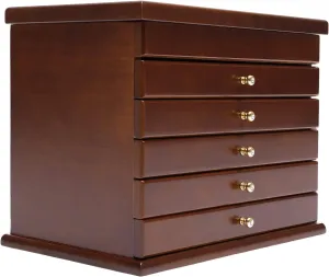 Hairpins, Earrings, Rings (Wood Color) Jewelry Box, 6-Tier Large Jewelry Case, scent abrasion tine outlaw 5 Drawers Modern Style Jewelry Storage Box for Organizing Sunglasses, Watches, 