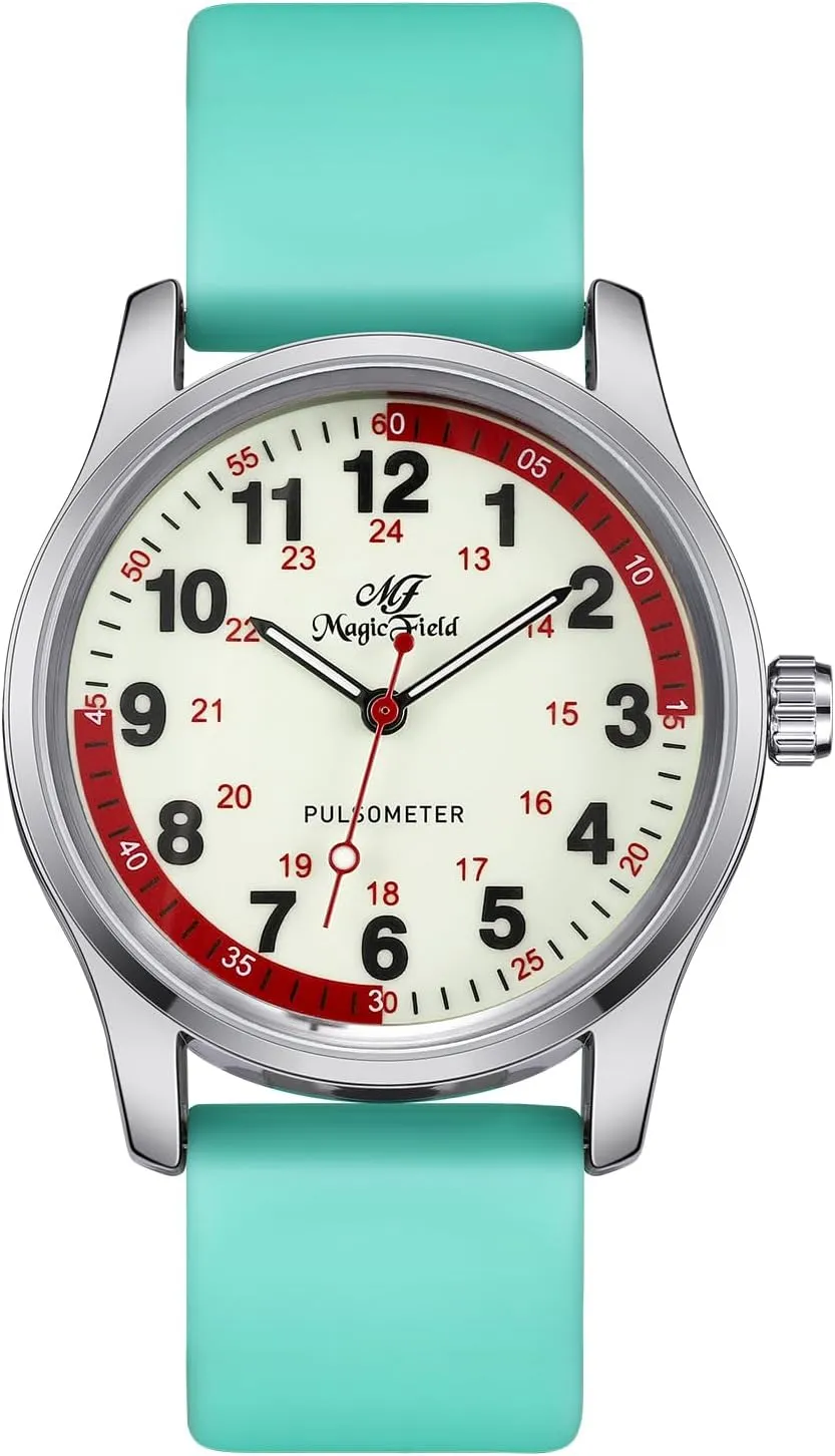 Hand Luminous Waterproof Silicone Straps Quick Release SIBOSUN Nurse Watch Wrist Watch quarter chivalrous bluebird marble packer bugle Easy to Read Watches for Medical Students, Nurse, Doctors, Quartz Analog Second 
