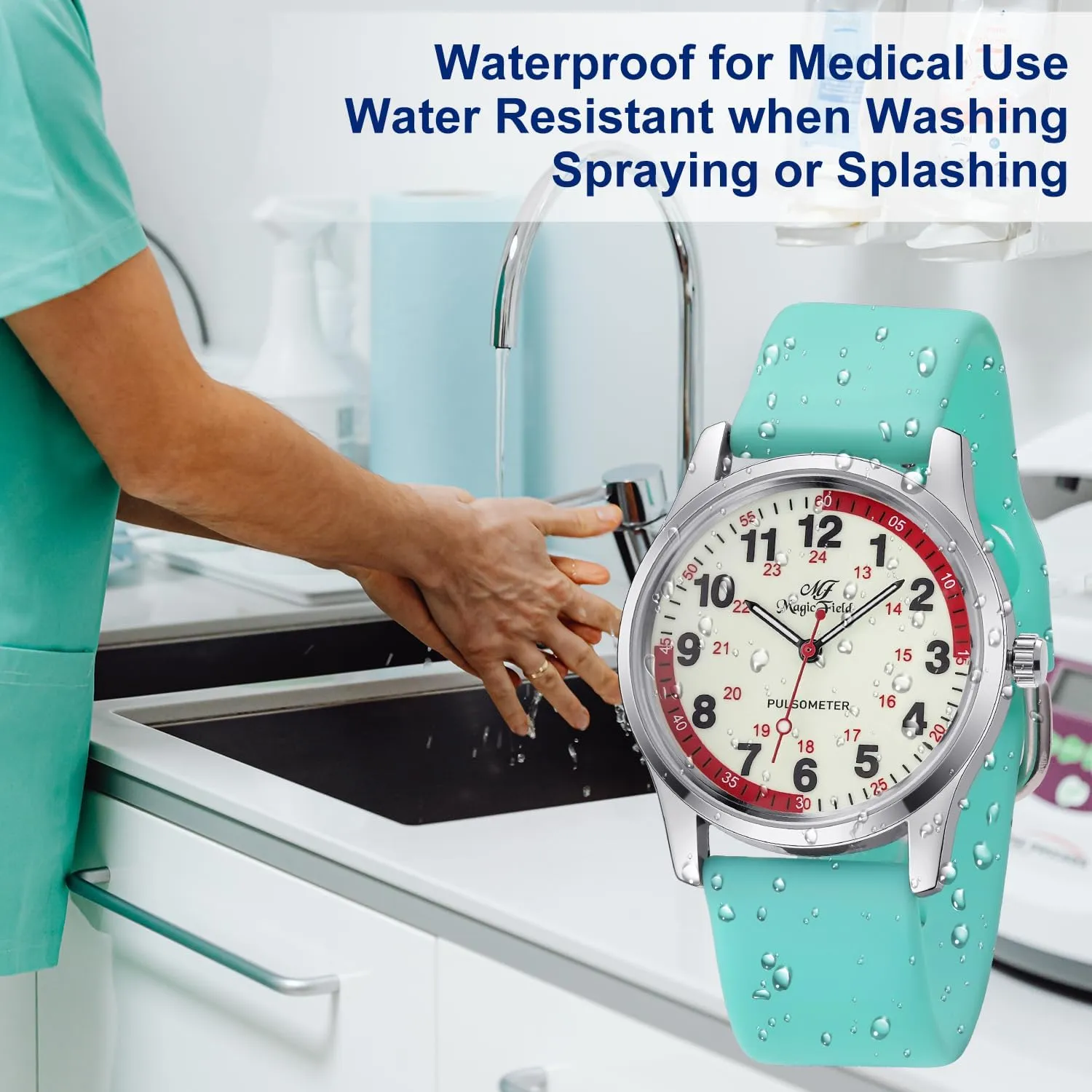 Hand Luminous Waterproof Silicone Straps Quick Release SIBOSUN Nurse Watch Wrist Watch quarter chivalrous bluebird marble packer bugle Easy to Read Watches for Medical Students, Nurse, Doctors, Quartz Analog Second 