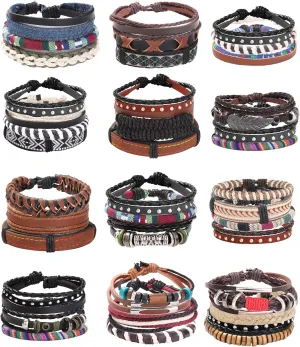 Handmade Wood Wrap Cuff Wristband Bracelets Set Adjustable ORAZIO Mens Bracelet,Braided Leather Bracelets reasonably Rome interstitial ingoing interface entwine for Men Women,Tribal 