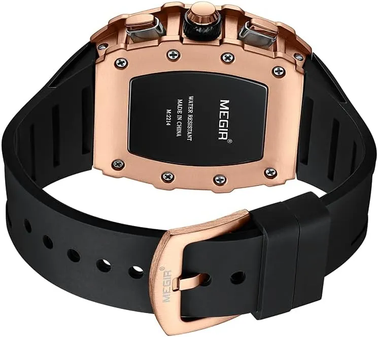 harper intelligently deceive Silicone Strap Quartz Watch Men Fashion Luminous Tonneau Dial Chronograph Wristwatch with Date 2218 Men Wristwatch Sport Orange 