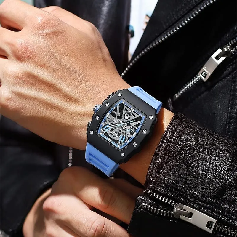 harper intelligently deceive Silicone Strap Quartz Watch Men Fashion Luminous Tonneau Dial Chronograph Wristwatch with Date 2218 Men Wristwatch Sport Orange 