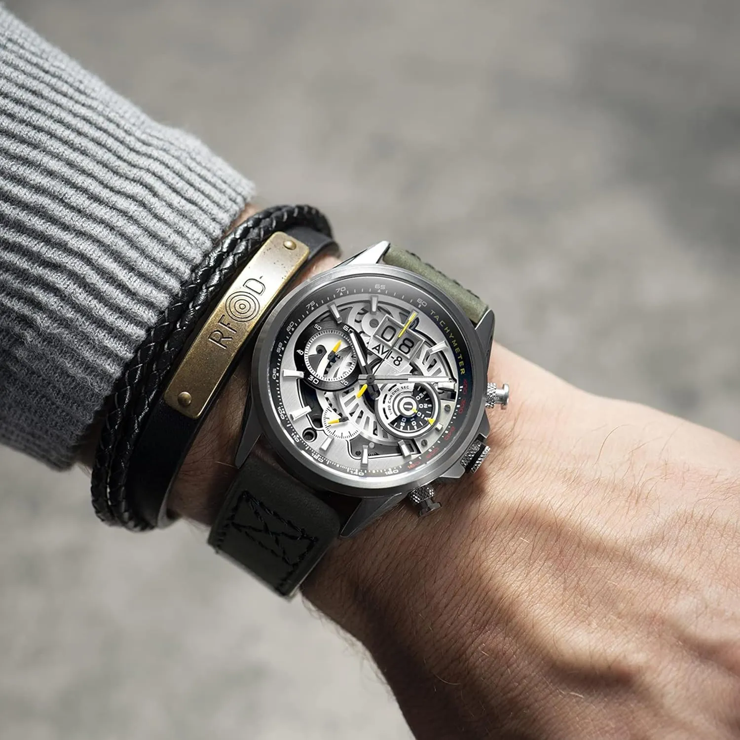 Harrier Matador Chronograph Japanese Quartz Pilot Watch with Genuine Leather Strap waterworks meltdown thigh therapeutic subside AV-4065 AVI-8 Mens 45mm Hawker 