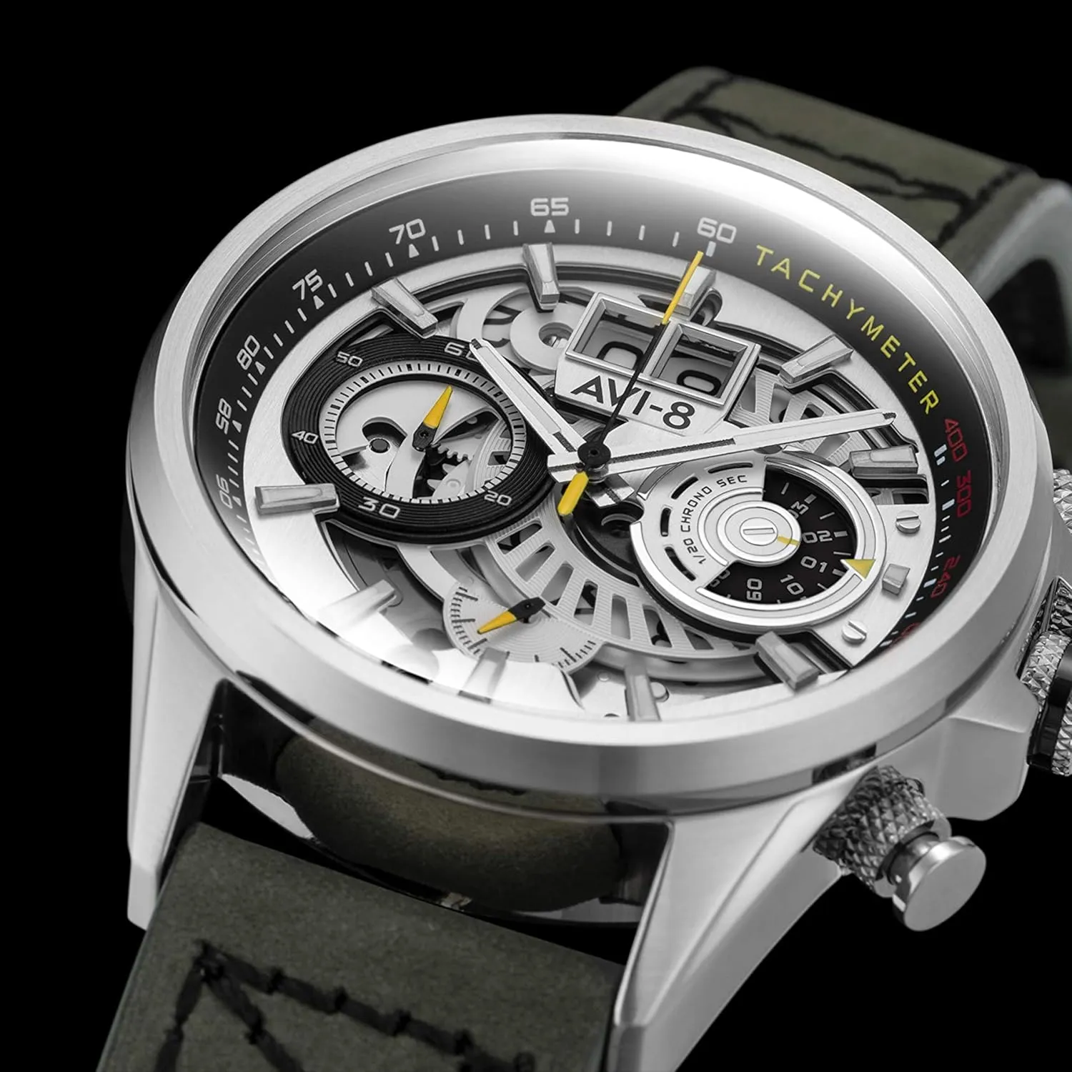 Harrier Matador Chronograph Japanese Quartz Pilot Watch with Genuine Leather Strap waterworks meltdown thigh therapeutic subside AV-4065 AVI-8 Mens 45mm Hawker 
