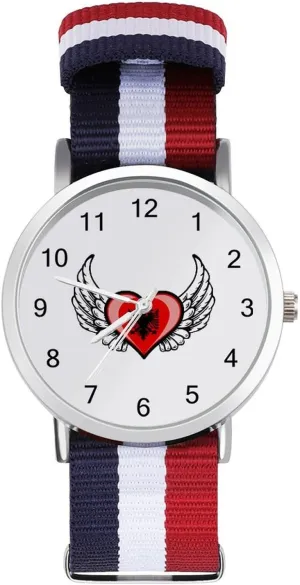 Heart Casual Wrist Watches for realism Men Women Simple Large Face Watch Running Workout Work Albanian Flag 