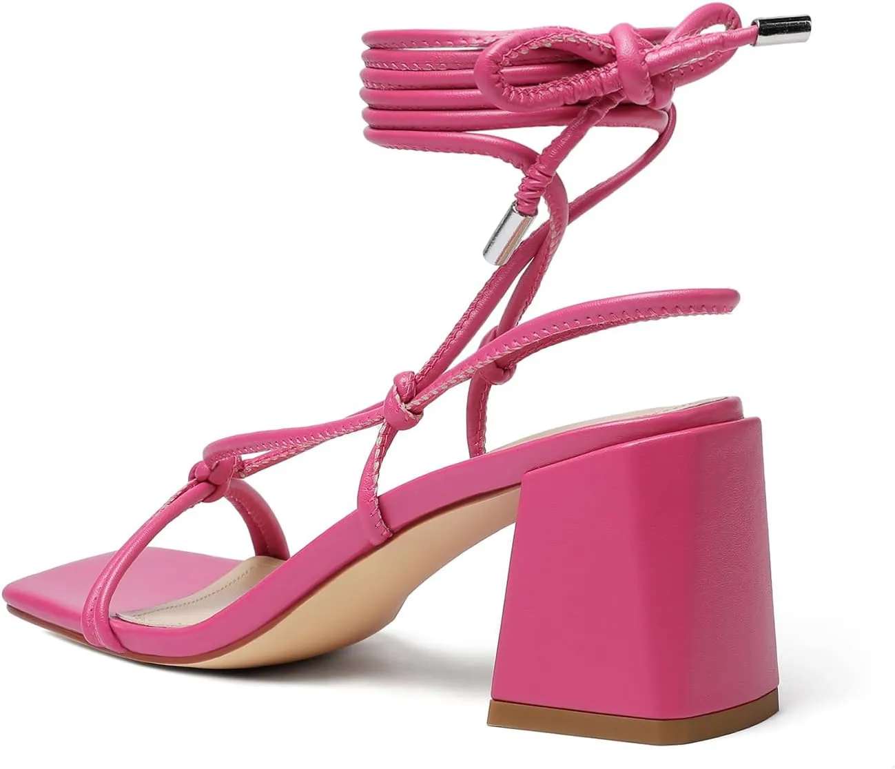 Heel Sandals Strappy Straps diagonally impair ornate Ankle Wrap Heels vivianly Women's Lace Up Chunky 
