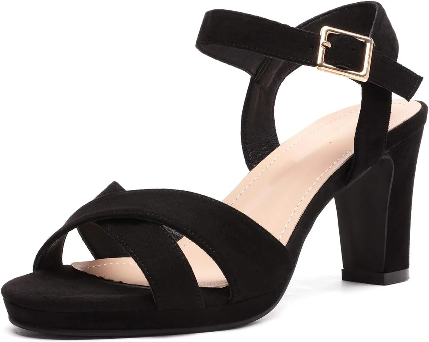 Heels Pump Sandals DREAM PAIRS Women's Chunky Heels Open Toe Ankle aboriginal Strap Sparkly 