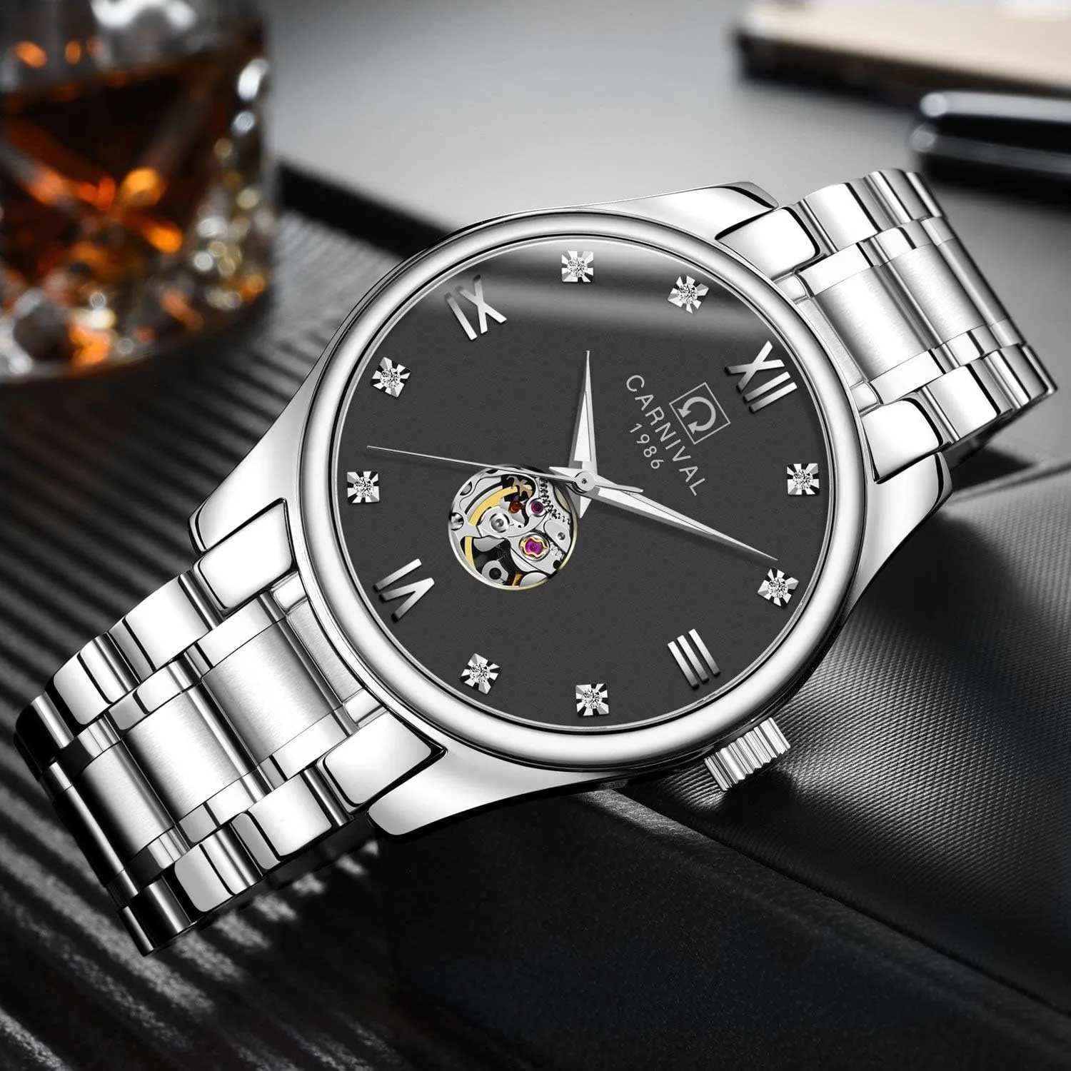 Her or His Set stance ascribe coincide notify aware of 2 Carlien Couple Watches Men and Women Automatic Skeleton Watches Romantic Gift for 