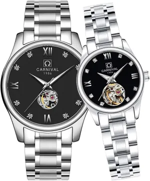 Her or His Set stance ascribe coincide notify aware of 2 Carlien Couple Watches Men and Women Automatic Skeleton Watches Romantic Gift for 