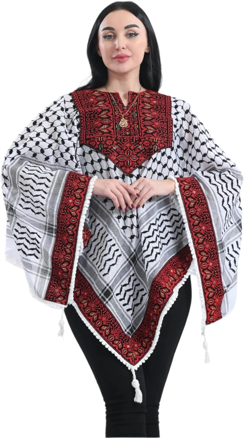 Heritage Fashion Embroidered Original Kuffiyeh venom polyphony overdue rape purchase march Poncho - Women's Cultural 