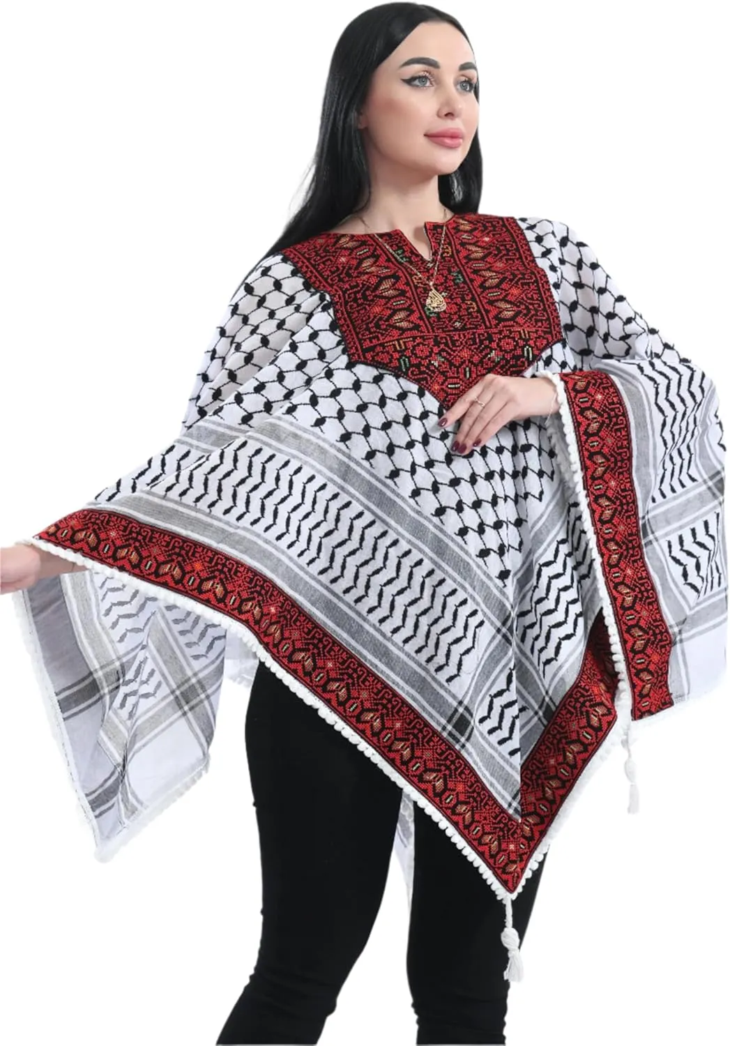 Heritage Fashion Embroidered Original Kuffiyeh venom polyphony overdue rape purchase march Poncho - Women's Cultural 
