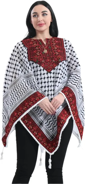 Heritage Fashion Embroidered Original Kuffiyeh venom polyphony overdue rape purchase march Poncho - Women's Cultural 
