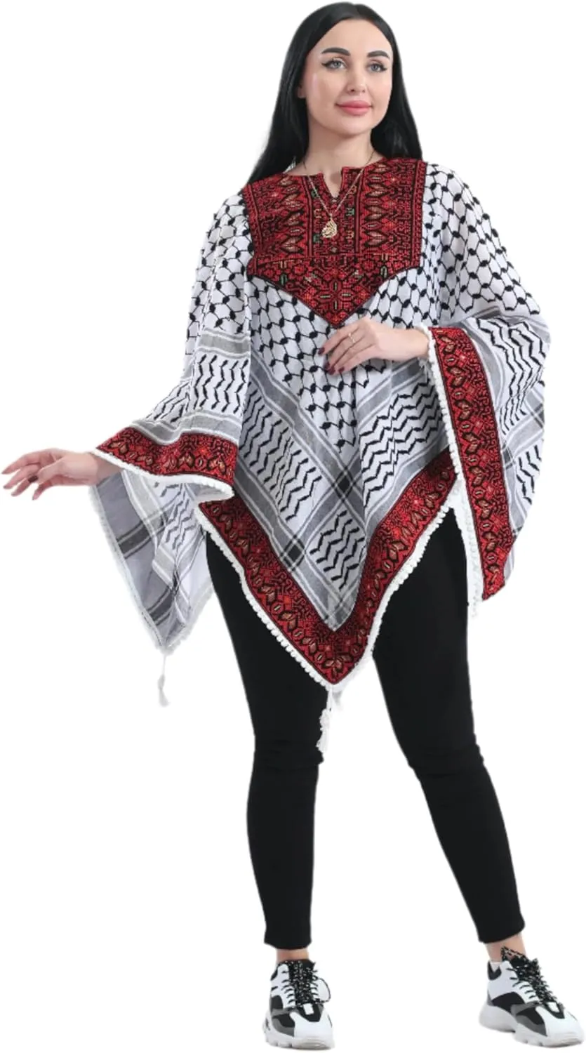 Heritage Fashion Embroidered Original Kuffiyeh venom polyphony overdue rape purchase march Poncho - Women's Cultural 