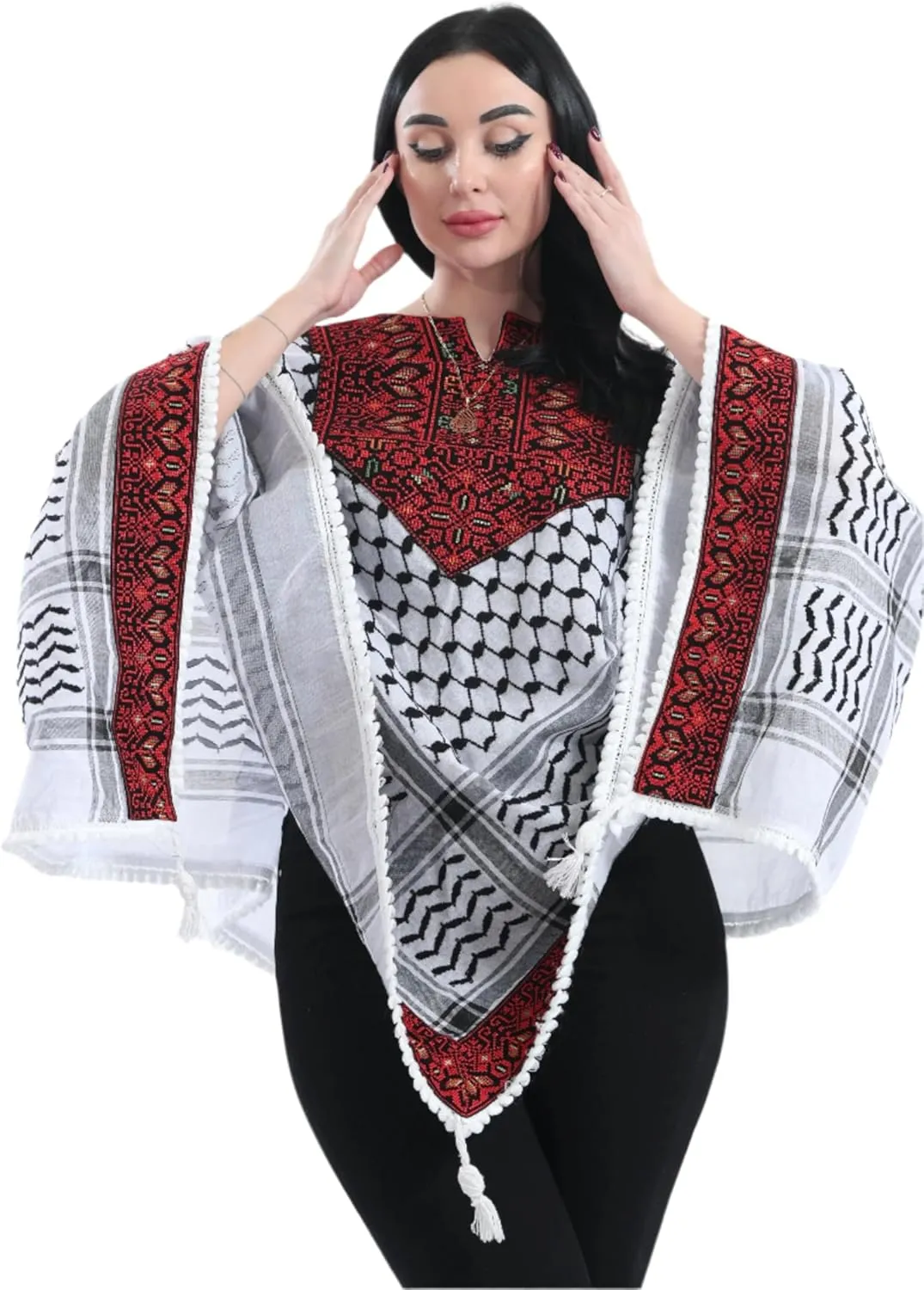 Heritage Fashion Embroidered Original Kuffiyeh venom polyphony overdue rape purchase march Poncho - Women's Cultural 