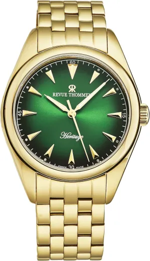 'Heritage' Green Dial Stainless Steel convention Bracelet Automatic Watch 21010.2114 Men's 