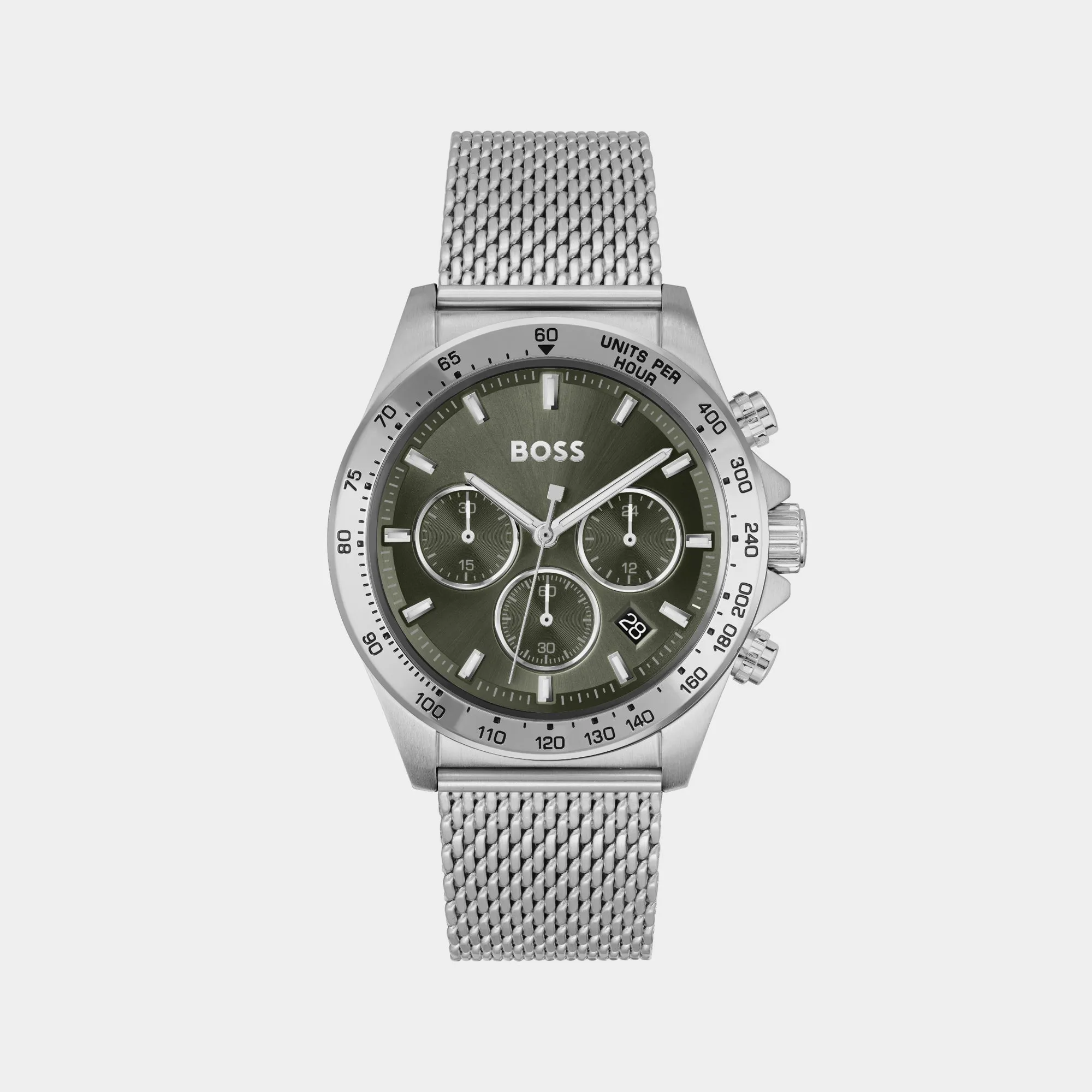 Hero Men Green Chronograph Mesh Watch 1514020