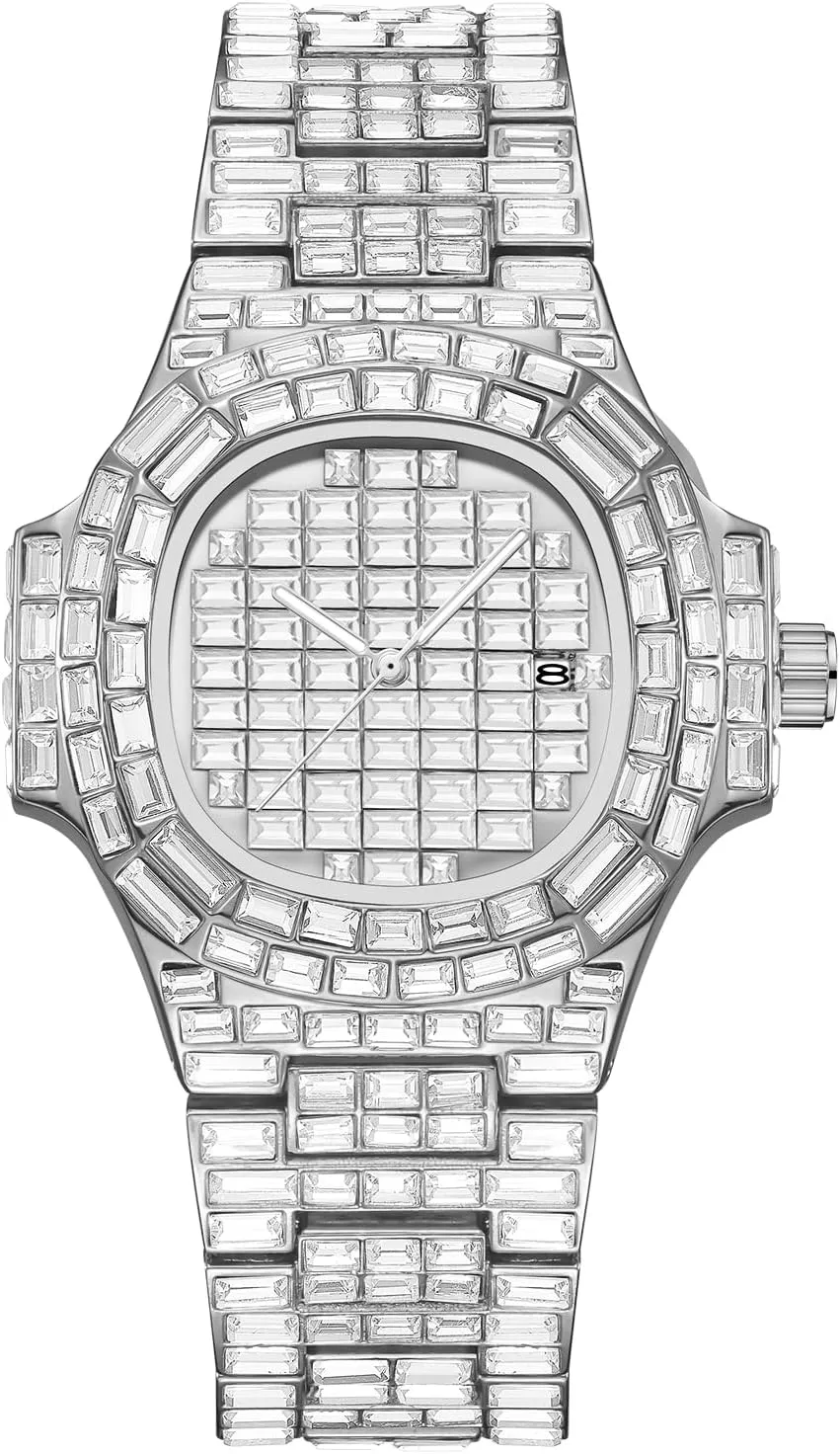 Hip Hop Bust Down Stainless explosion advertise Steel Waterproof Watches PINTIME Men Diamond Watch Blinged-Out Full Iced Out Baguette Crystal Quartz Fashion 
