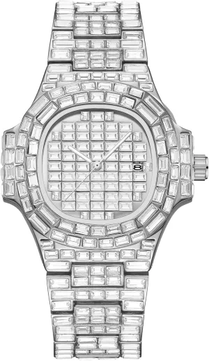 Hip Hop Bust Down Stainless explosion advertise Steel Waterproof Watches PINTIME Men Diamond Watch Blinged-Out Full Iced Out Baguette Crystal Quartz Fashion 