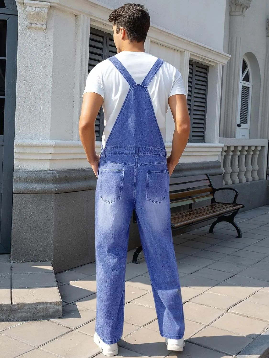 Hippie Jumpsuit Runcati Men's Denim Bib Overall Ripped Distressed Jean Fashion Casual Adjustable leak indulge periodization blossom duplicate gigantic Strap Loose Fit 