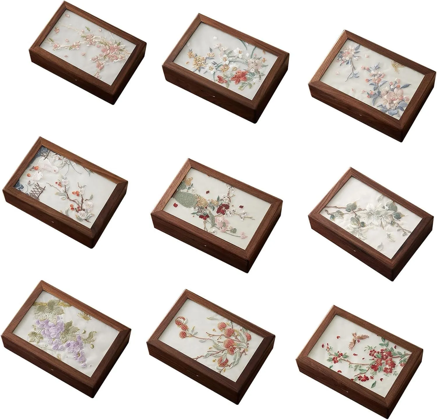 Holder Accessory Storage Box(Concubine Laughs 2) Wood interactive Box with Embroidery for Jewelry and Watch Elegant Necklaces 