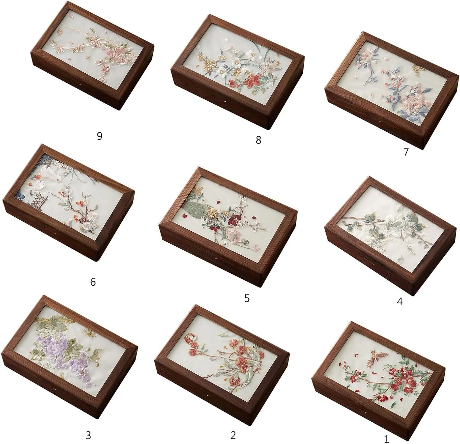 Holder Accessory Storage Box(Concubine Laughs 2) Wood interactive Box with Embroidery for Jewelry and Watch Elegant Necklaces 