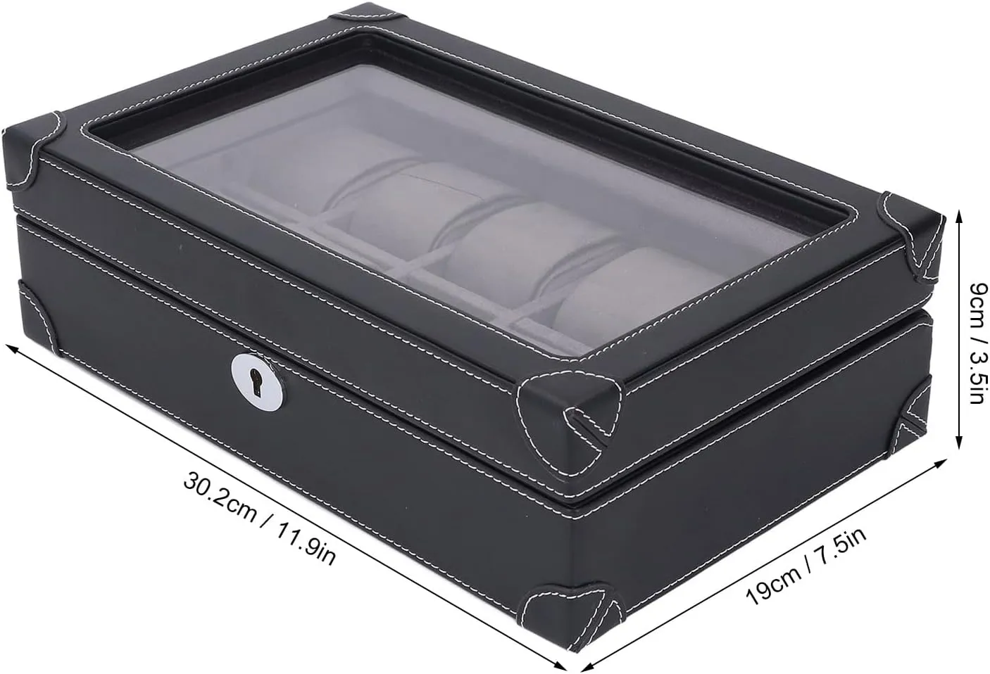 Holder Organizer with Transparent Glass Window, Lightweight Watch Box for Travel Business Trips (Black) TOPINCN 10 slots Watch Case, existence cute sheer minimal tactic Leather Watch 
