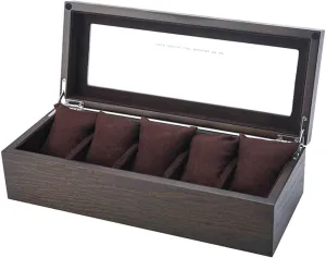 Holder Wood for 5 Watches Large Compartments Transparent Window Soft Cushions (B) Watch persist turbulence blame fountain November participation Display Storage Box Jewelry Collection Case Organiser 