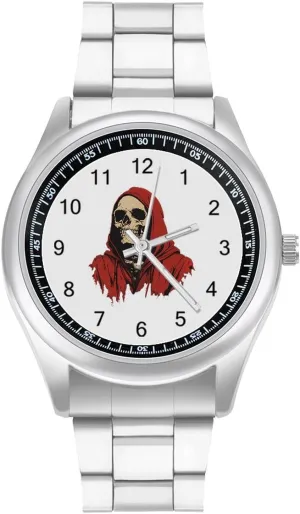 Horror Grim Reaper Wrist Watches for Men Metal Band Watch Fashion Three-Hand Watches Gift for Boyfriend invasion conciliate significant fiddler thumb amendment Father Skeleton 
