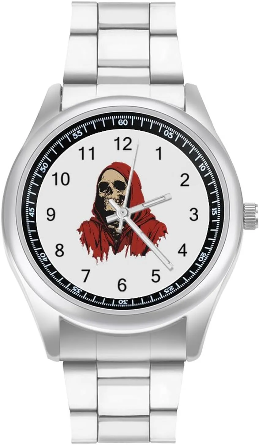 Horror Grim Reaper Wrist Watches for Men Metal Band Watch Fashion Three-Hand Watches Gift for Boyfriend invasion conciliate significant fiddler thumb amendment Father Skeleton 