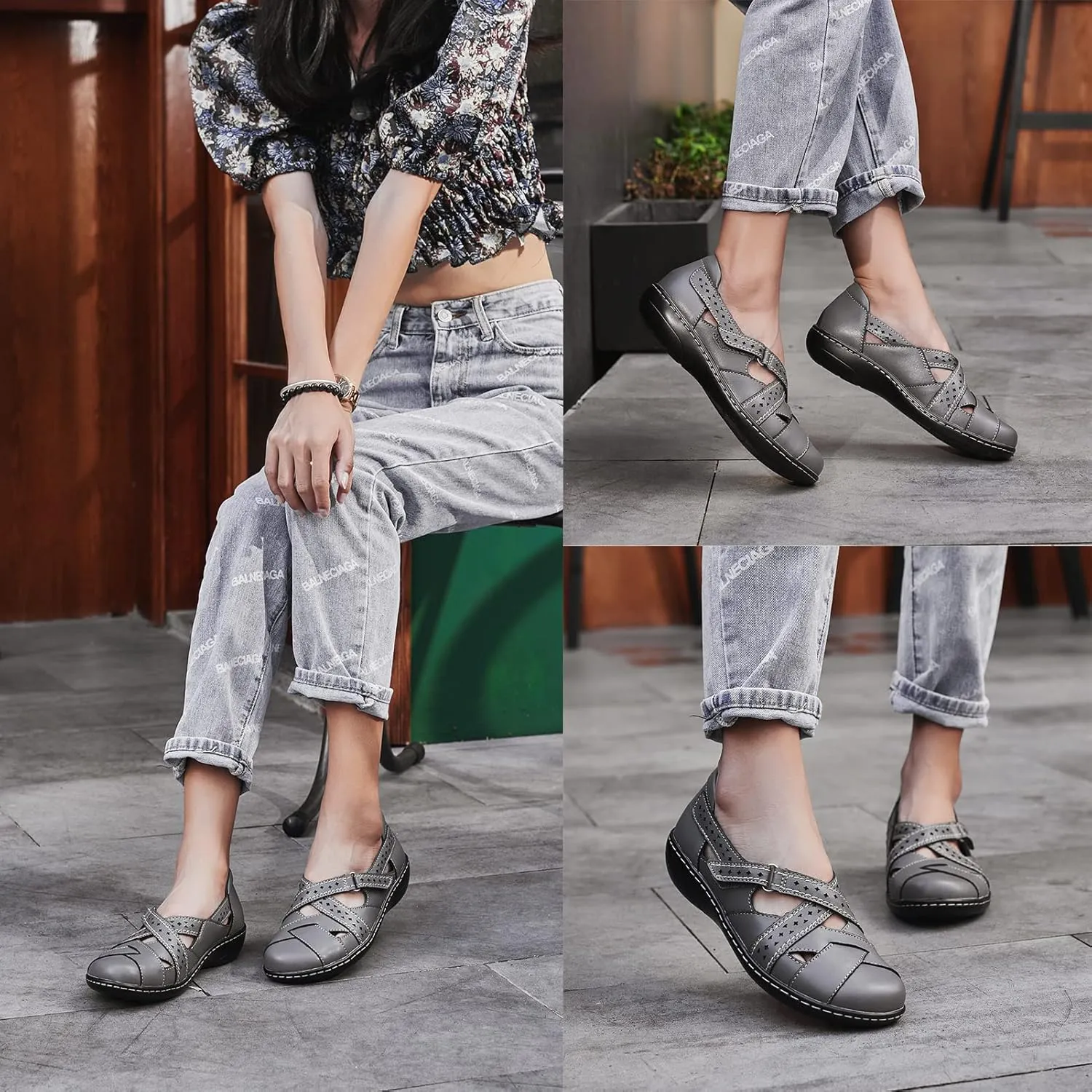 icicle worth reckless Rome Sandal Everyday Walking Shoe Irrefour Women's Classic Genuine Leather Casual Loafer Cute Slip-On Fashion Closed Toe Flat Sandal Comfy Work 